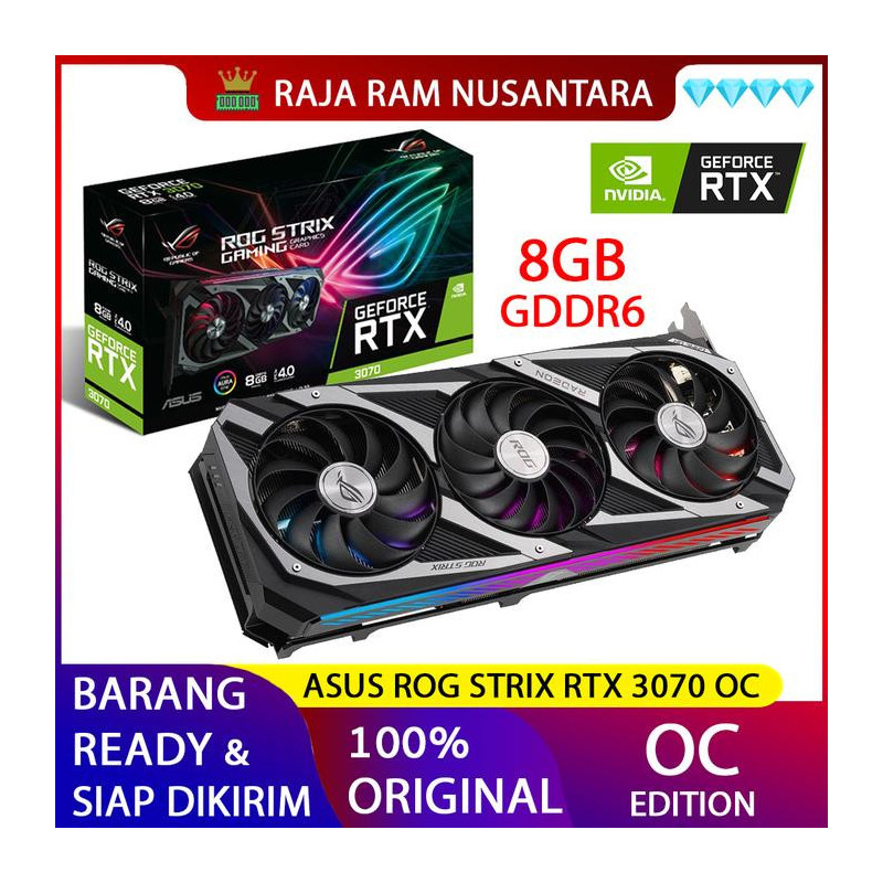 ASUS ROG STRIX RTX 3070 OC Edition 8GB VGA GeForce RTX3070 GDDR6 8GB 1755MHz HDMI 2.1
