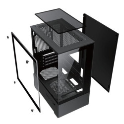 Casing Gaming Predator 190S with 3 pcs 12 cm RGB fan Black Tempered Glass Case - polos saja