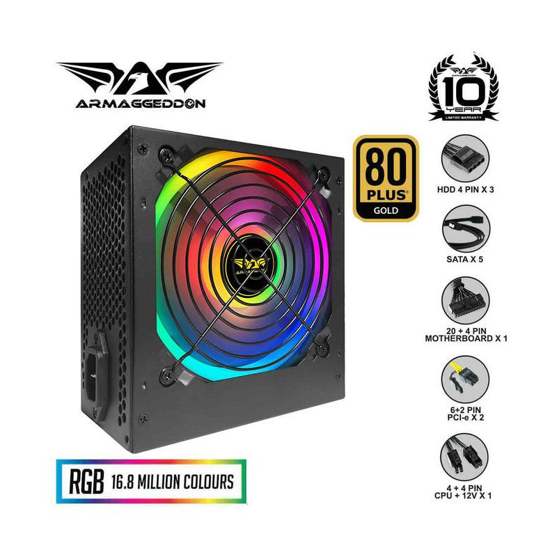 Armaggeddon PSU Voltron Gold 600 RGB 80+ Gold 10Year Official Warranty