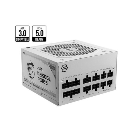 POWERSUPPLY MSI MAG A850GL PCIe5 - 850W 80+ Gold Full Modular - PUTIH