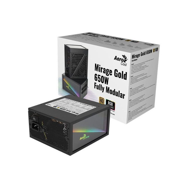 Power Supply AEROCOOL MIRAGE RGB 650W GOLD FULLY MODULAR