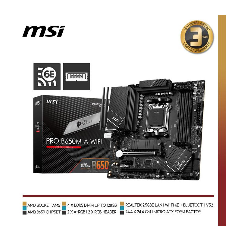 MSI PRO B650M-A WIFI | Motherboard AMD B650 Ryzen AM5
